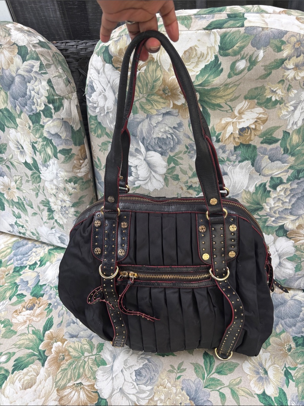 MZ Wallace Bedford GiGi Black Women's Shoulder Bag with Studded Trim